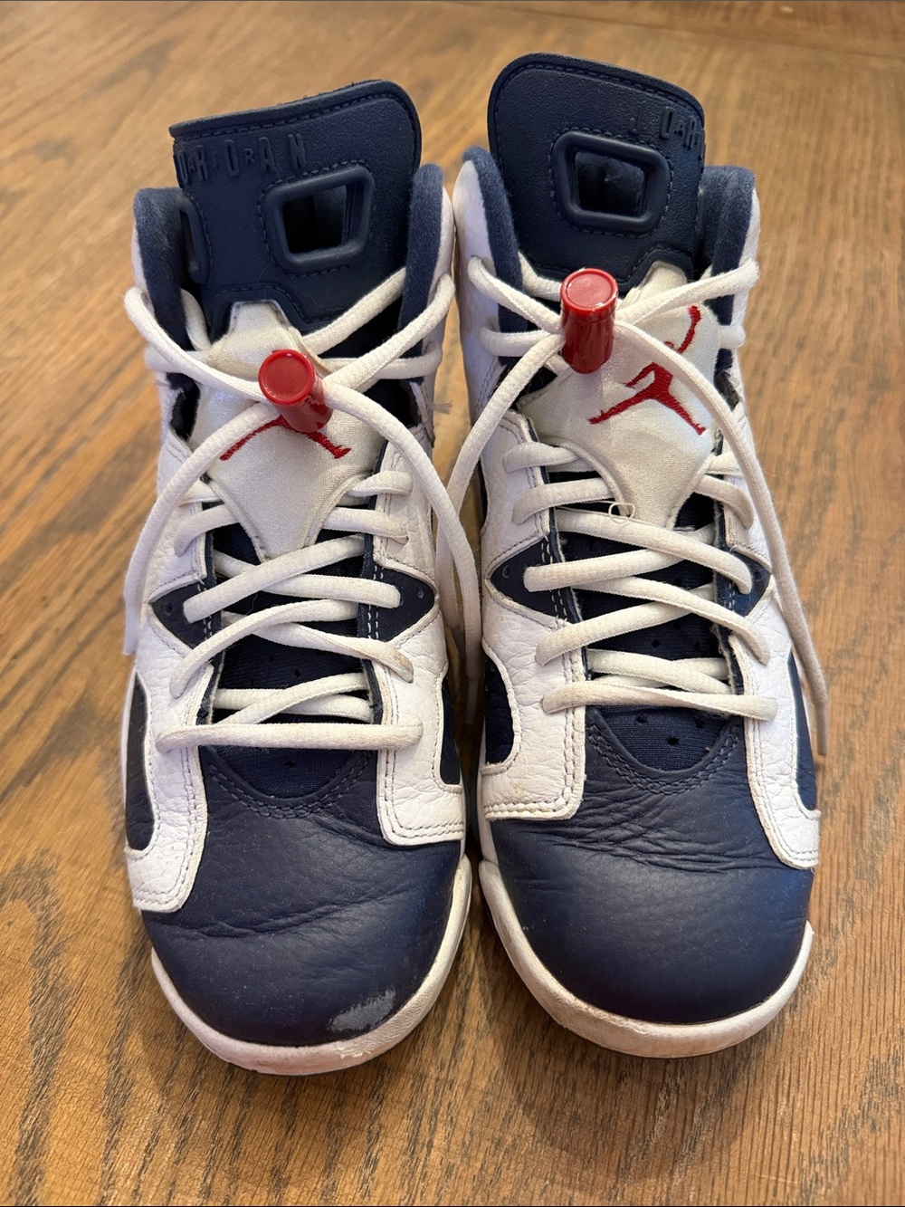 Nike Kids Navy Blue and White air Jordan Olympic
